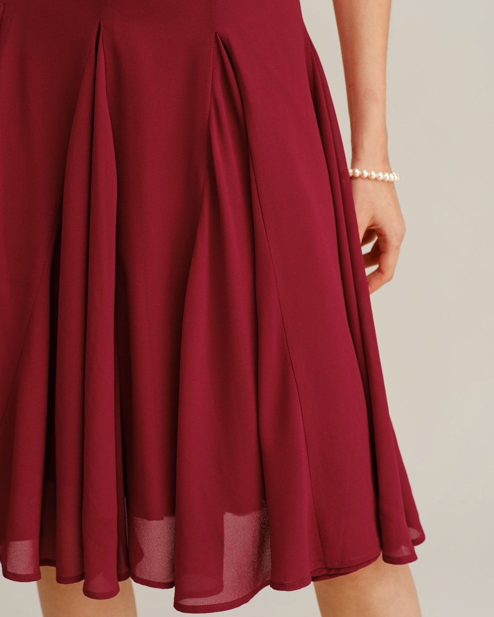 Red Chiffon A-Line Slip Midi Dress | Rihoas