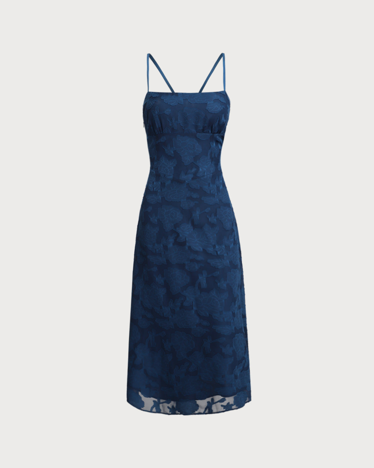 Navy Jacquard Slip Backless Maxi Dress | Rihoas