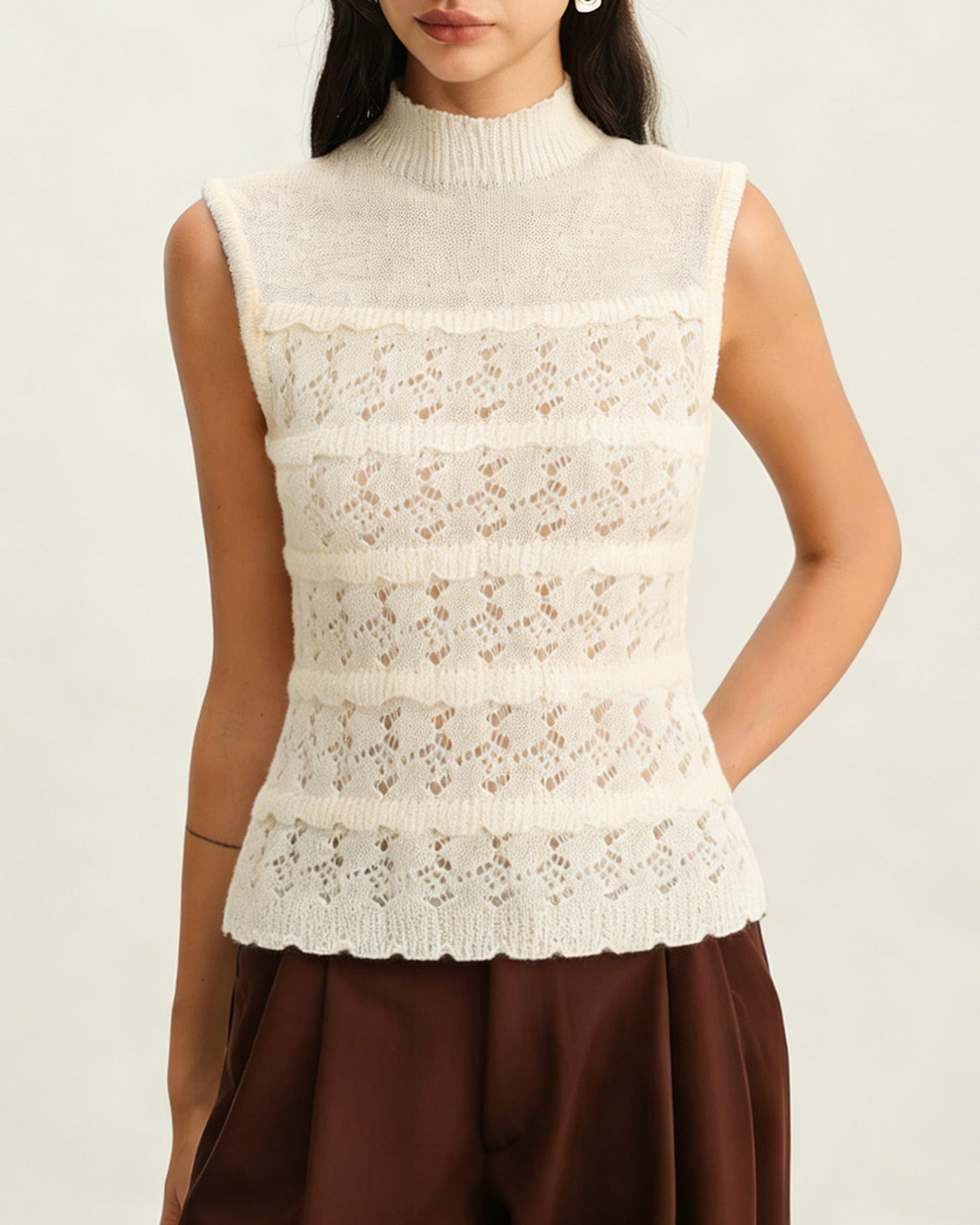 Apricot Turtle Textured Tank Top | Rihoas