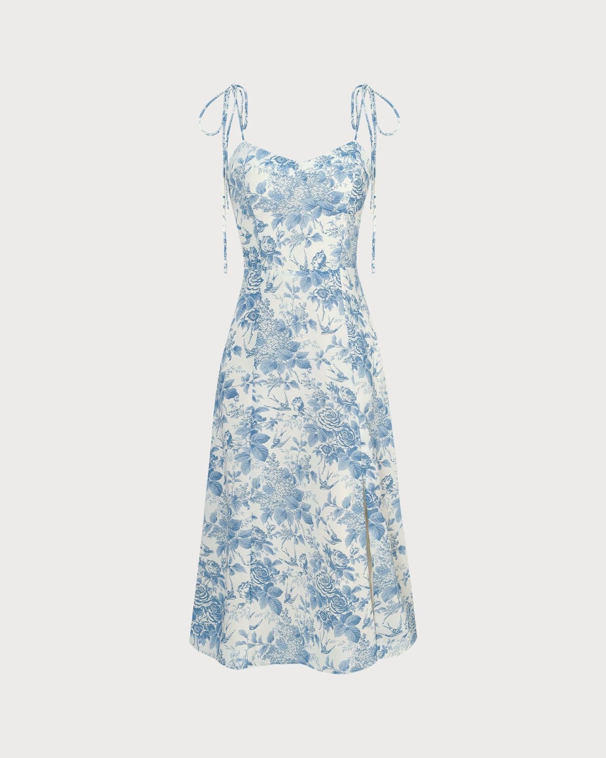 The Blue Sweetheart Neck Shirred Midi Dress | Rihoas