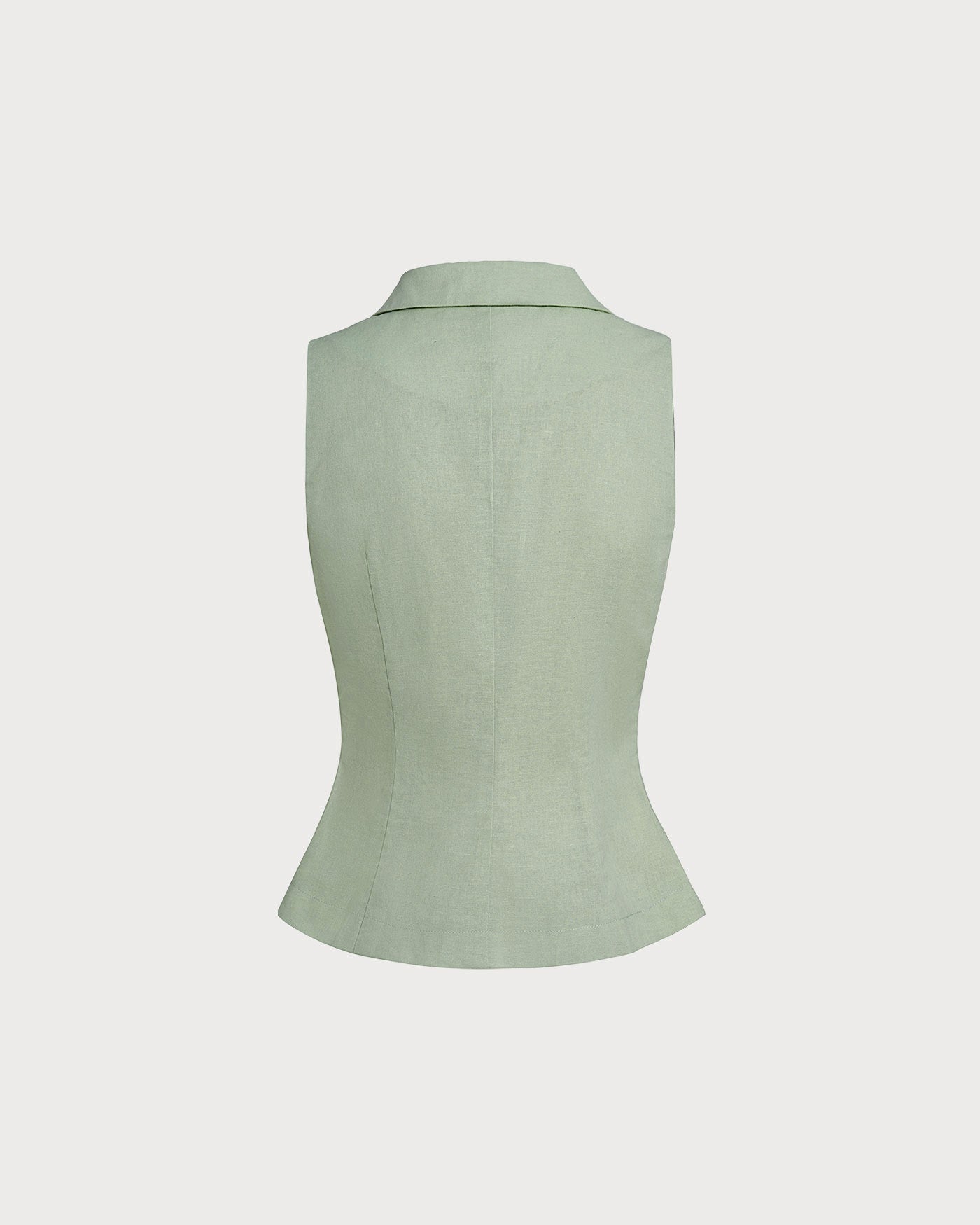 Green Collar Single Breasted Vest | Rihoas