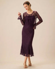 Purple Mermaid Midi Dress | Rihoas