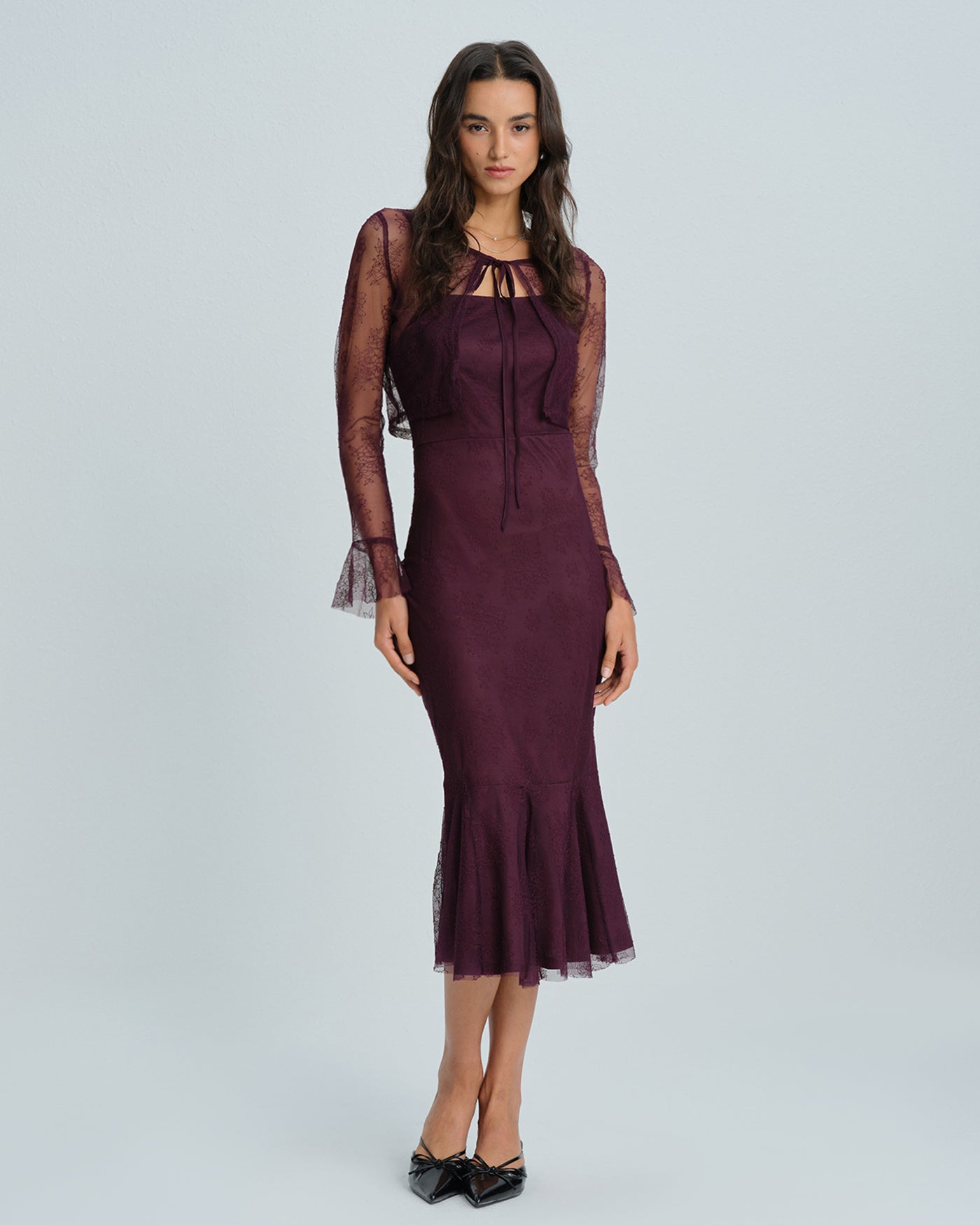 Purple Mermaid Midi Dress | Rihoas