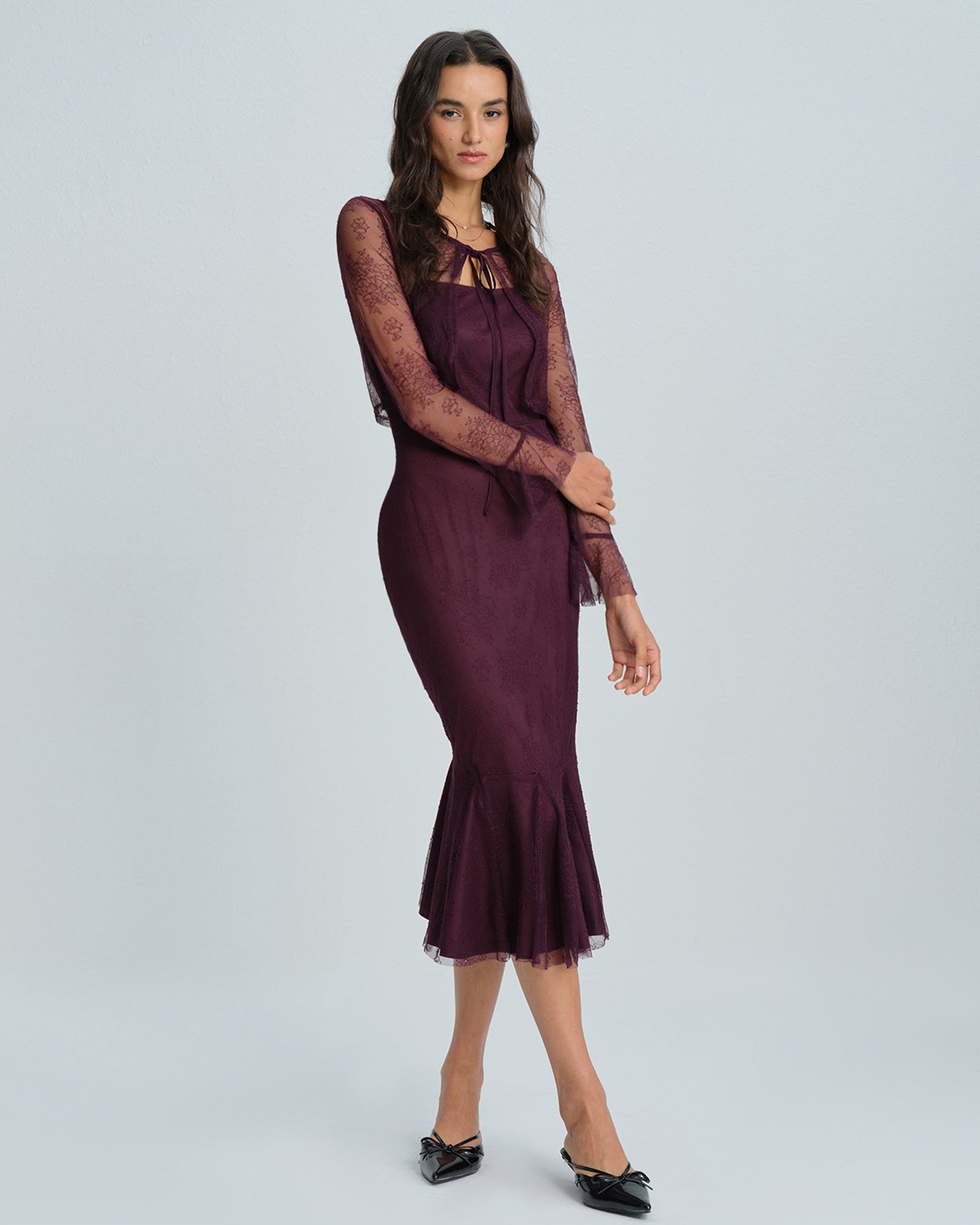 Purple Mermaid Midi Dress | Rihoas