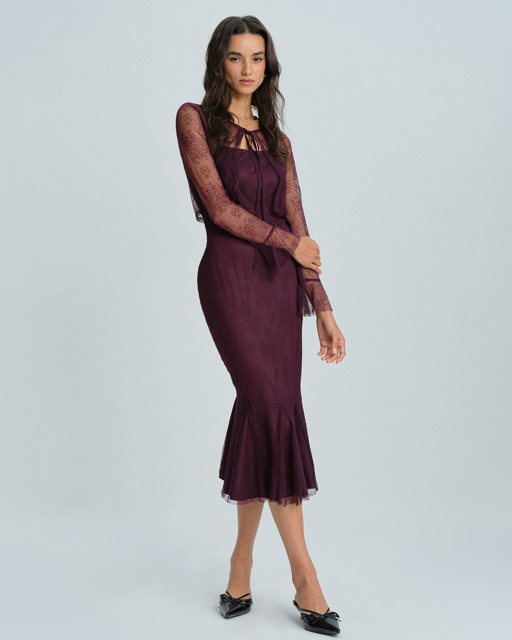 Purple Mermaid Midi Dress | Rihoas