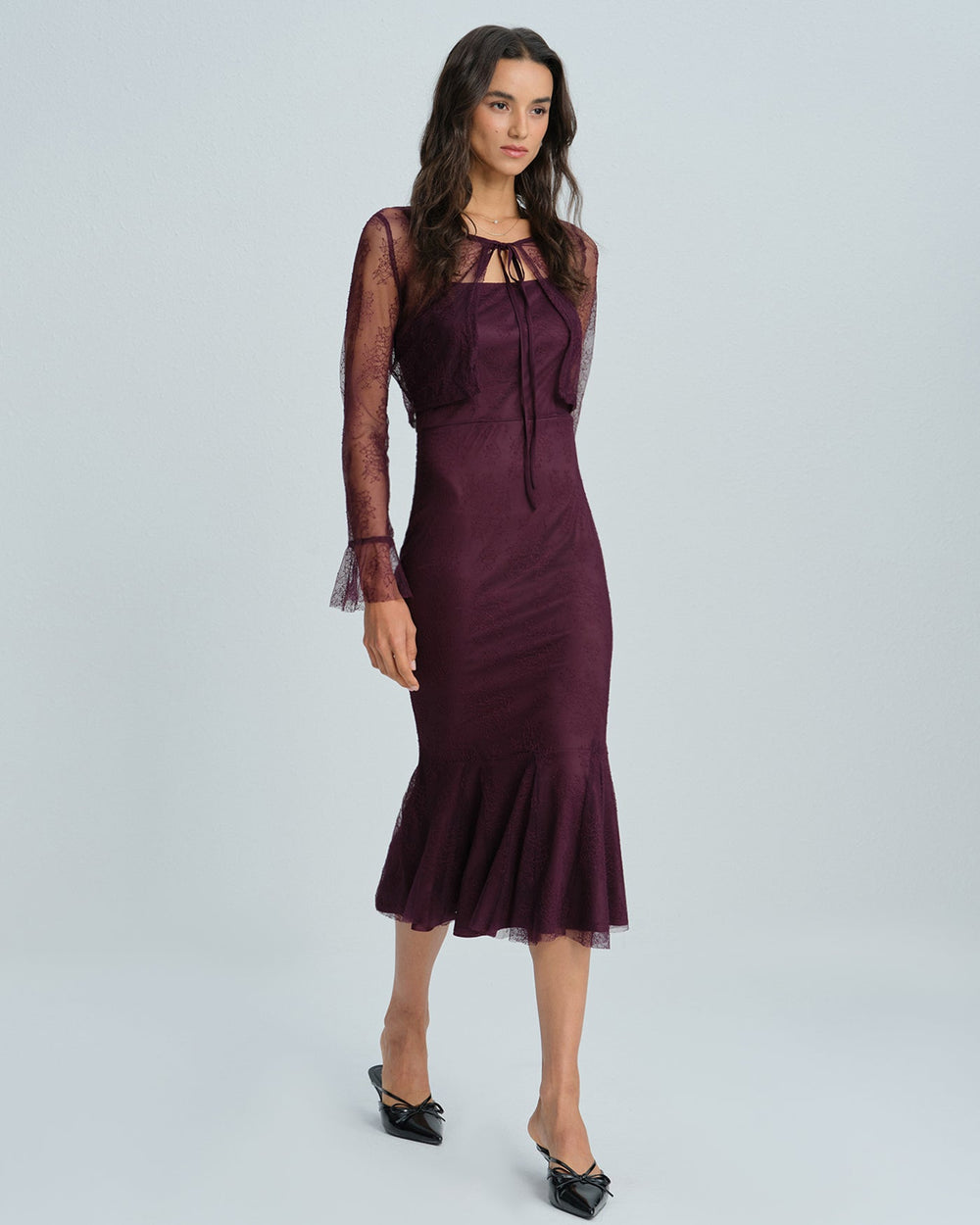 Purple Mermaid Midi Dress | Rihoas