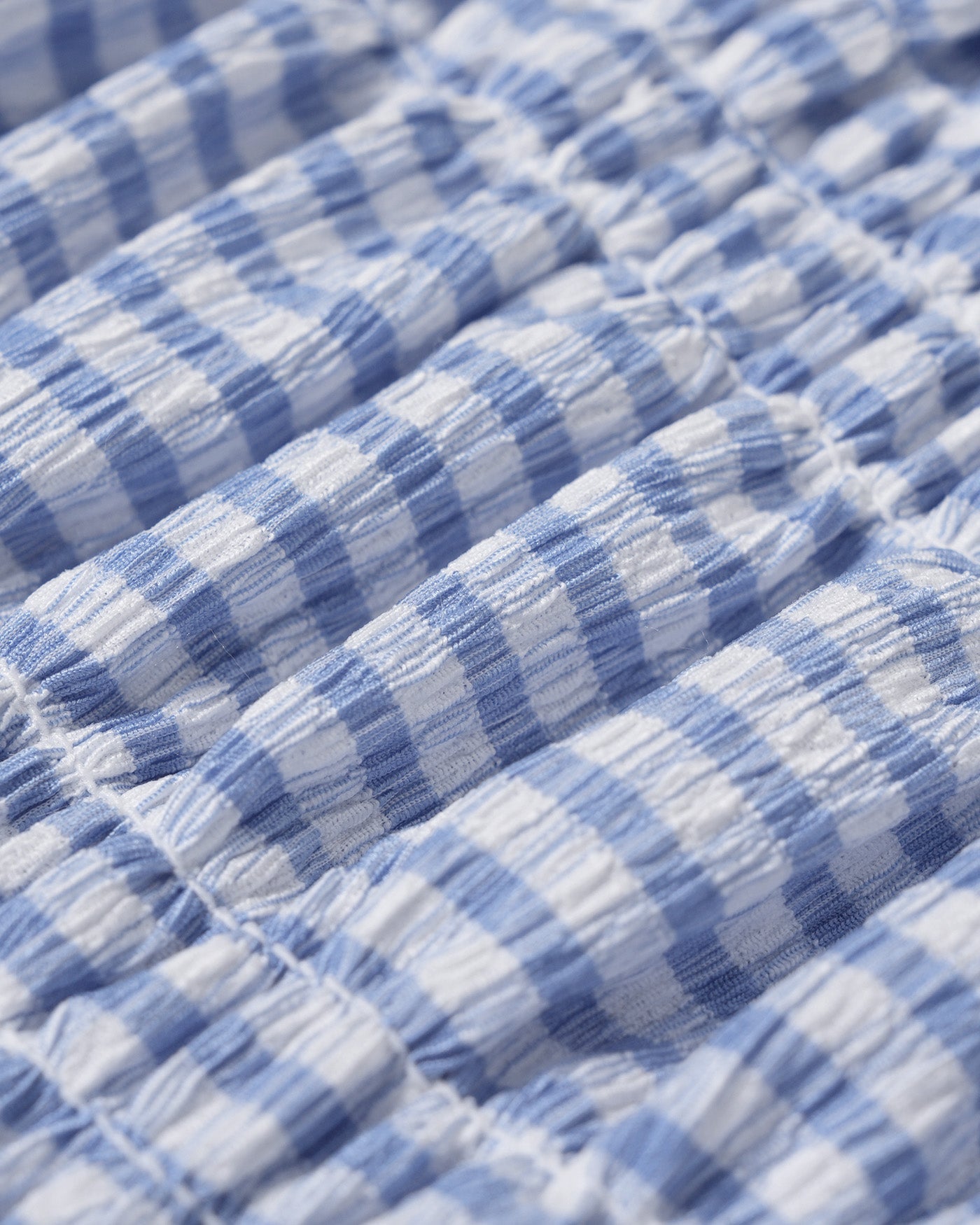 Blue Plaid Shirred Button Tank | Rihoas