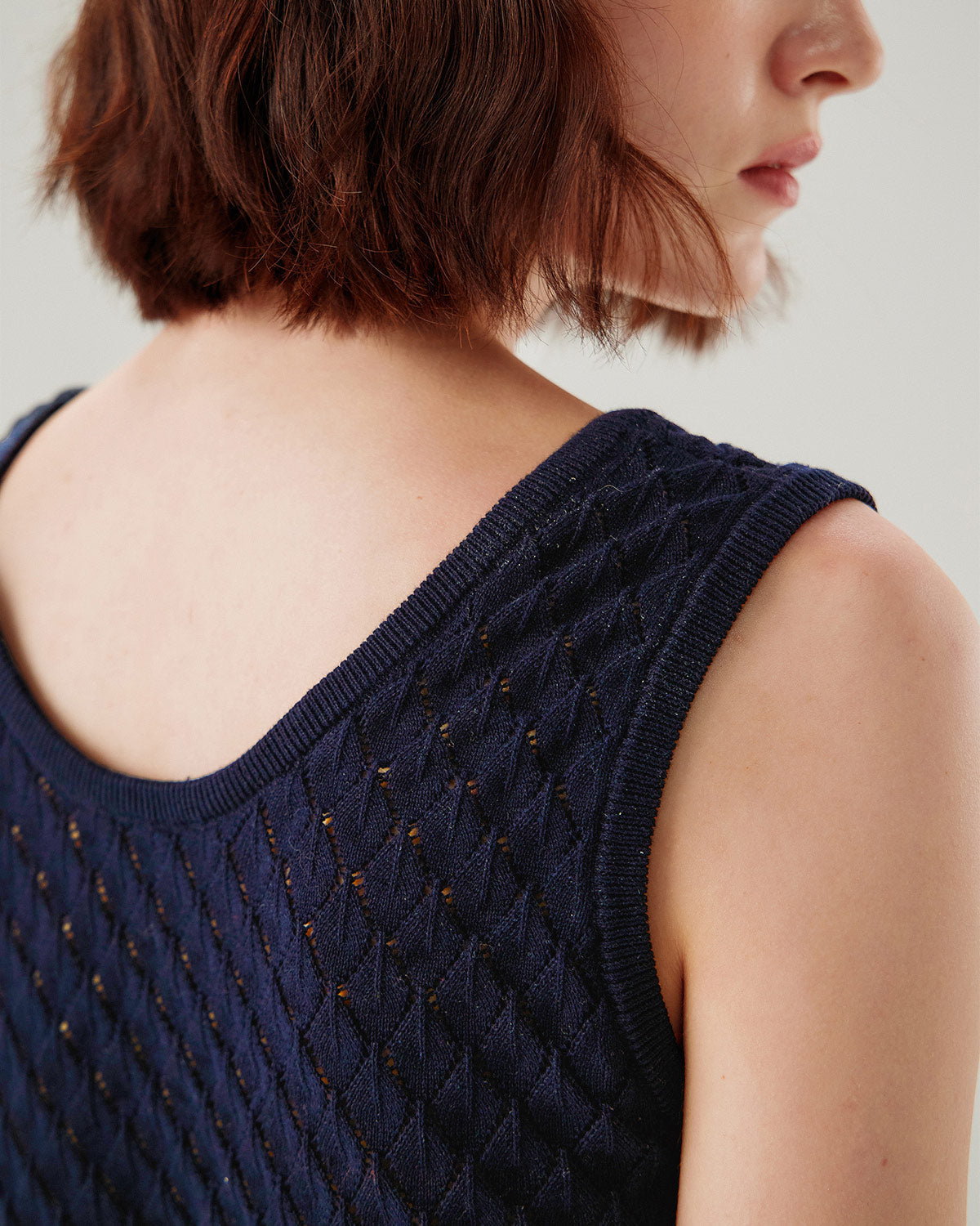 Blue Textured Crochet Tank Top | Rihoas
