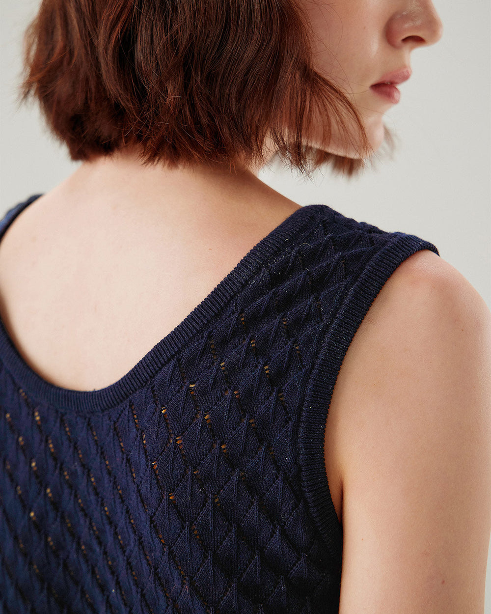 Blue Textured Crochet Tank Top | Rihoas