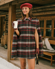 Red Plaid Cape Sleeve Coat | Rihoas