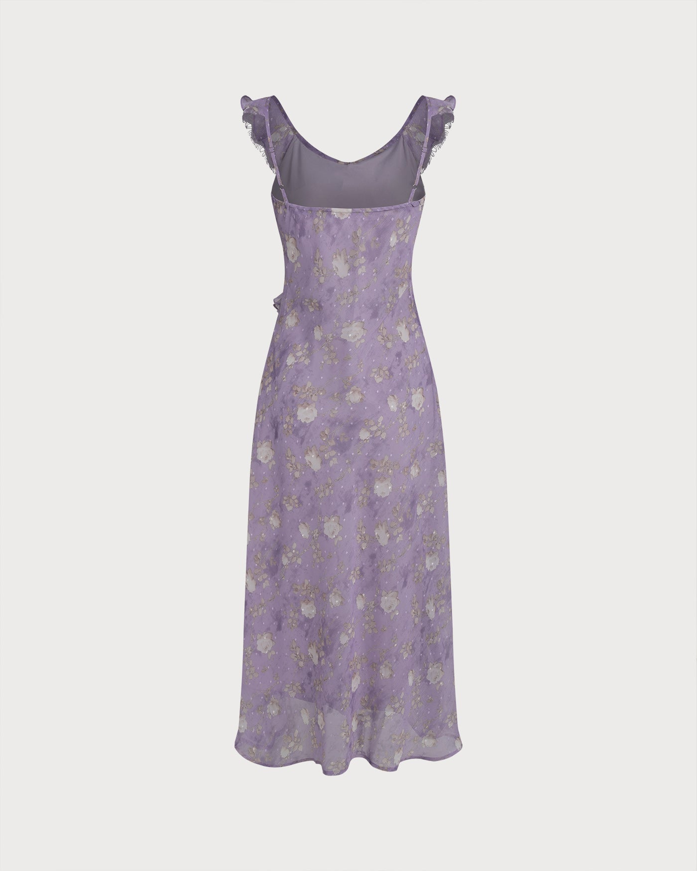 Purple Ruffle Floral Slip Maxi Dress | Rihoas