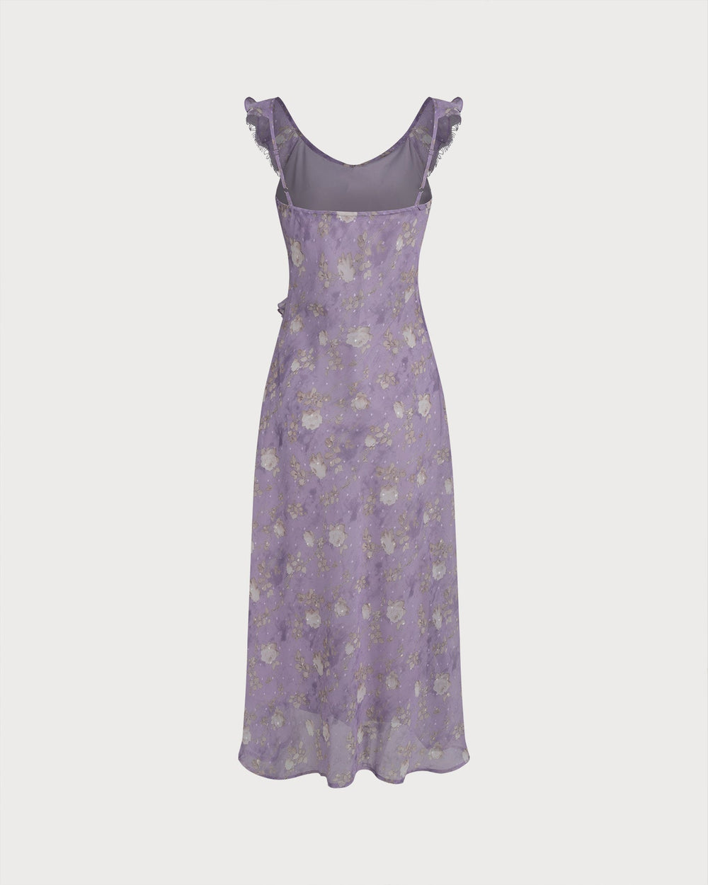 Purple Ruffle Floral Slip Maxi Dress | Rihoas
