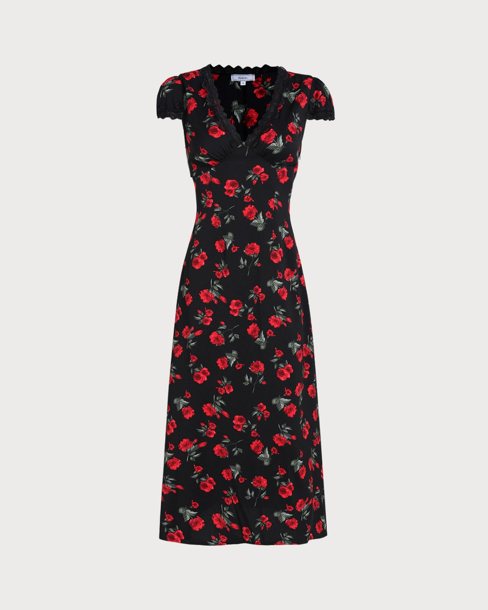Black Floral V Neck Maxi Dress | Rihoas