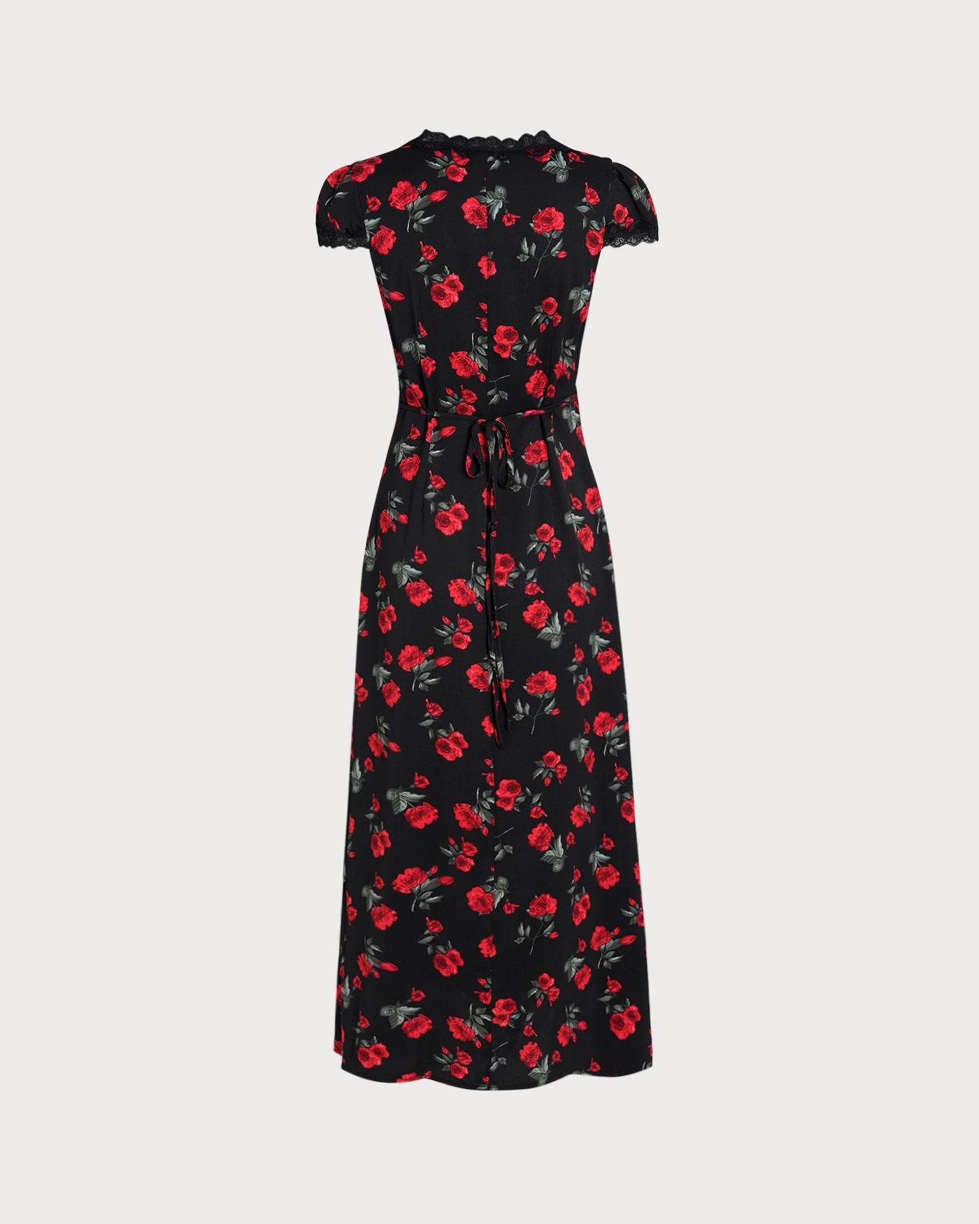 Black Floral V Neck Maxi Dress | Rihoas