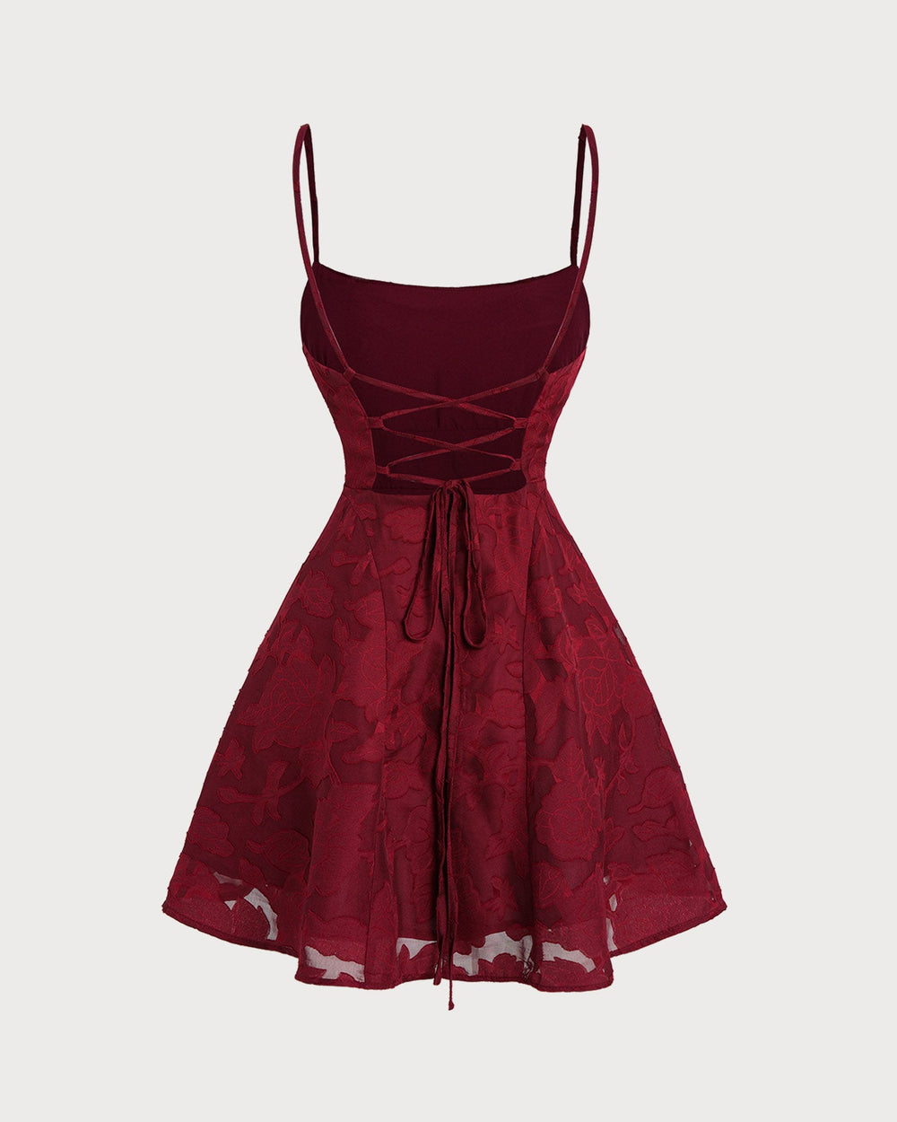 Wine Red Floral Backless Slip Mini Dress | Rihoas