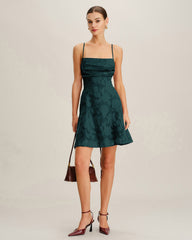 Green Jacquard Slip Mini Dress | Rihoas