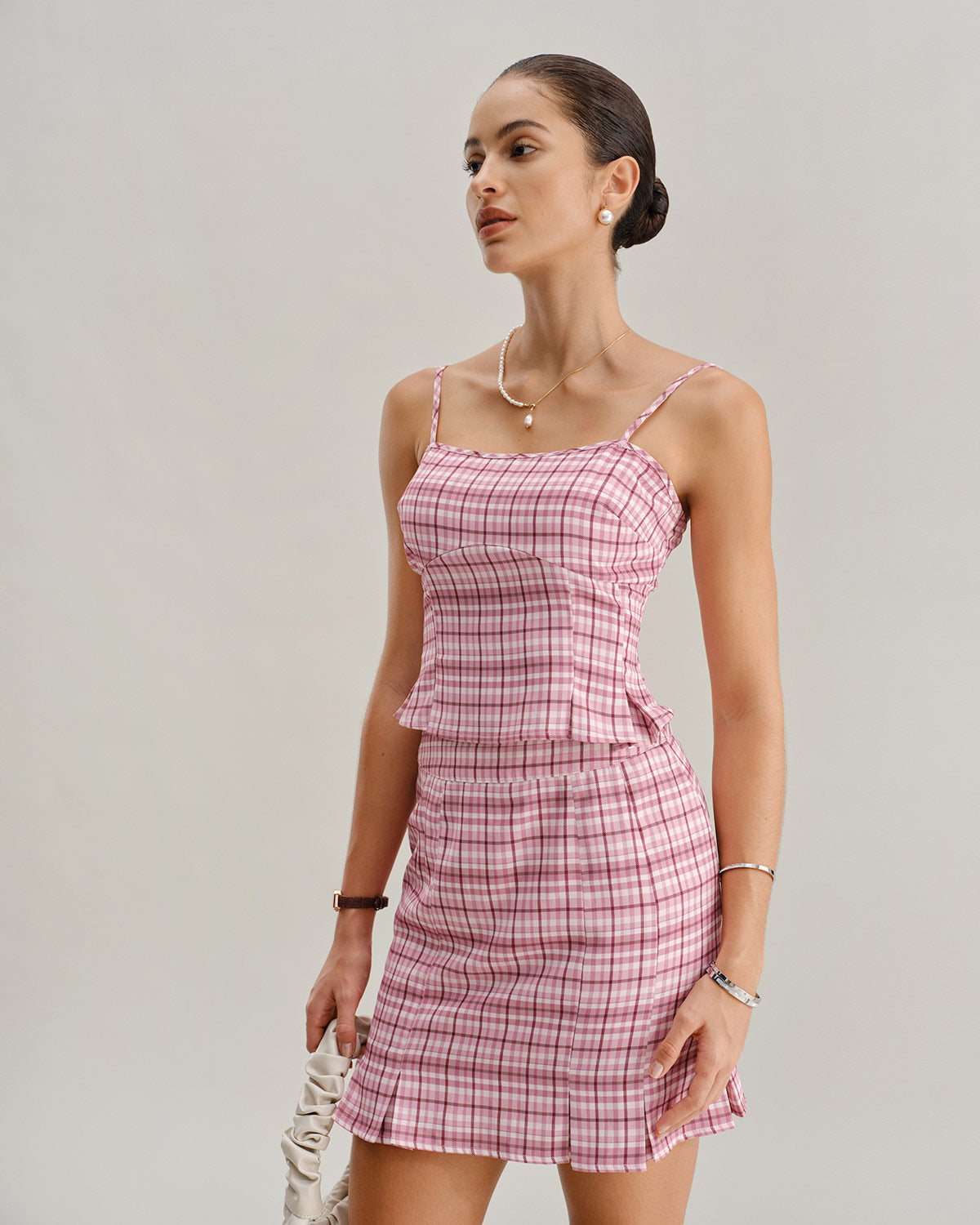 Pink Plaid Cami Top | Rihoas