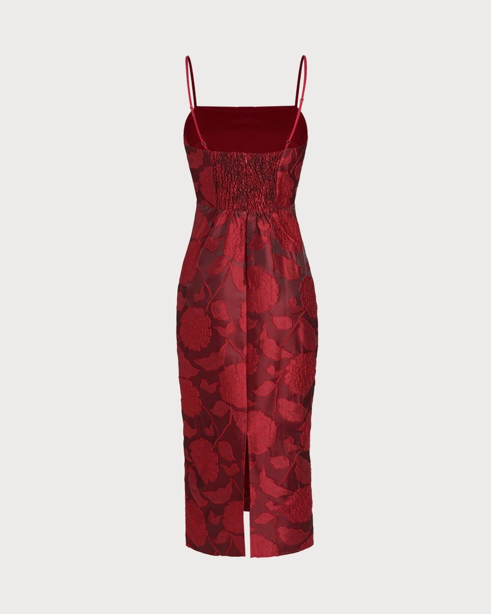 Red Jacquard Maxi Dress | Rihoas