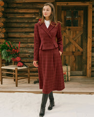 Red Plaid A-Line Midi Skirt | Rihoas