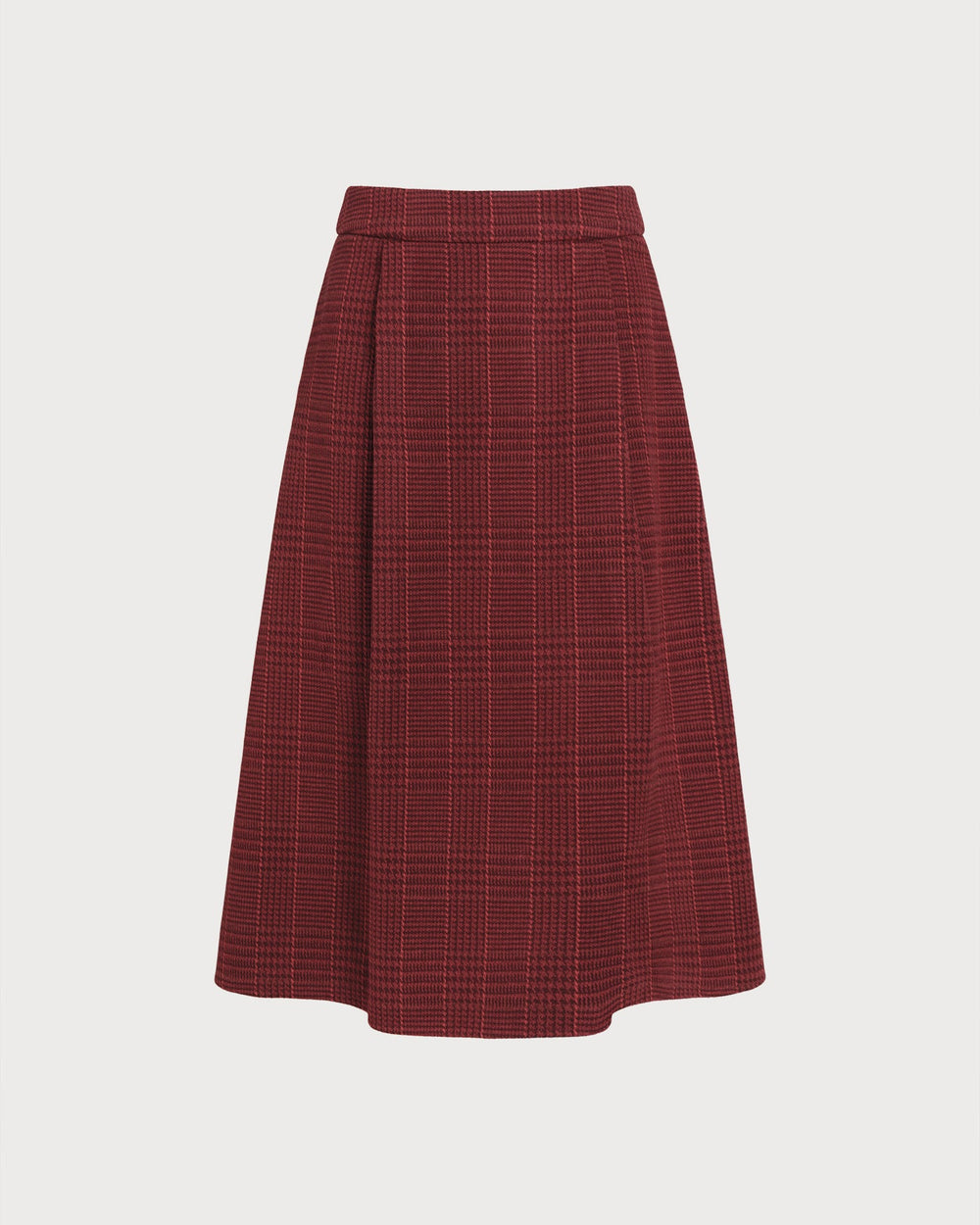 Red Plaid A-Line Midi Skirt | Rihoas