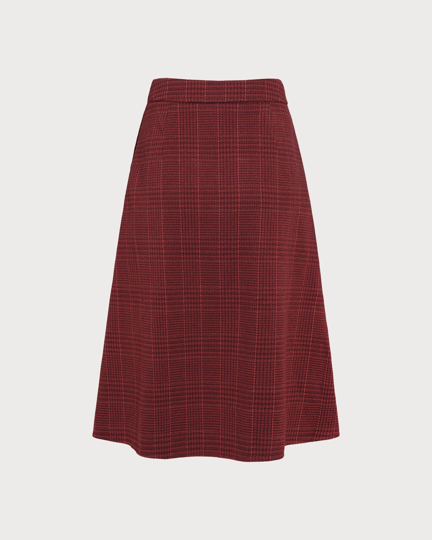 Red Plaid A-Line Midi Skirt | Rihoas