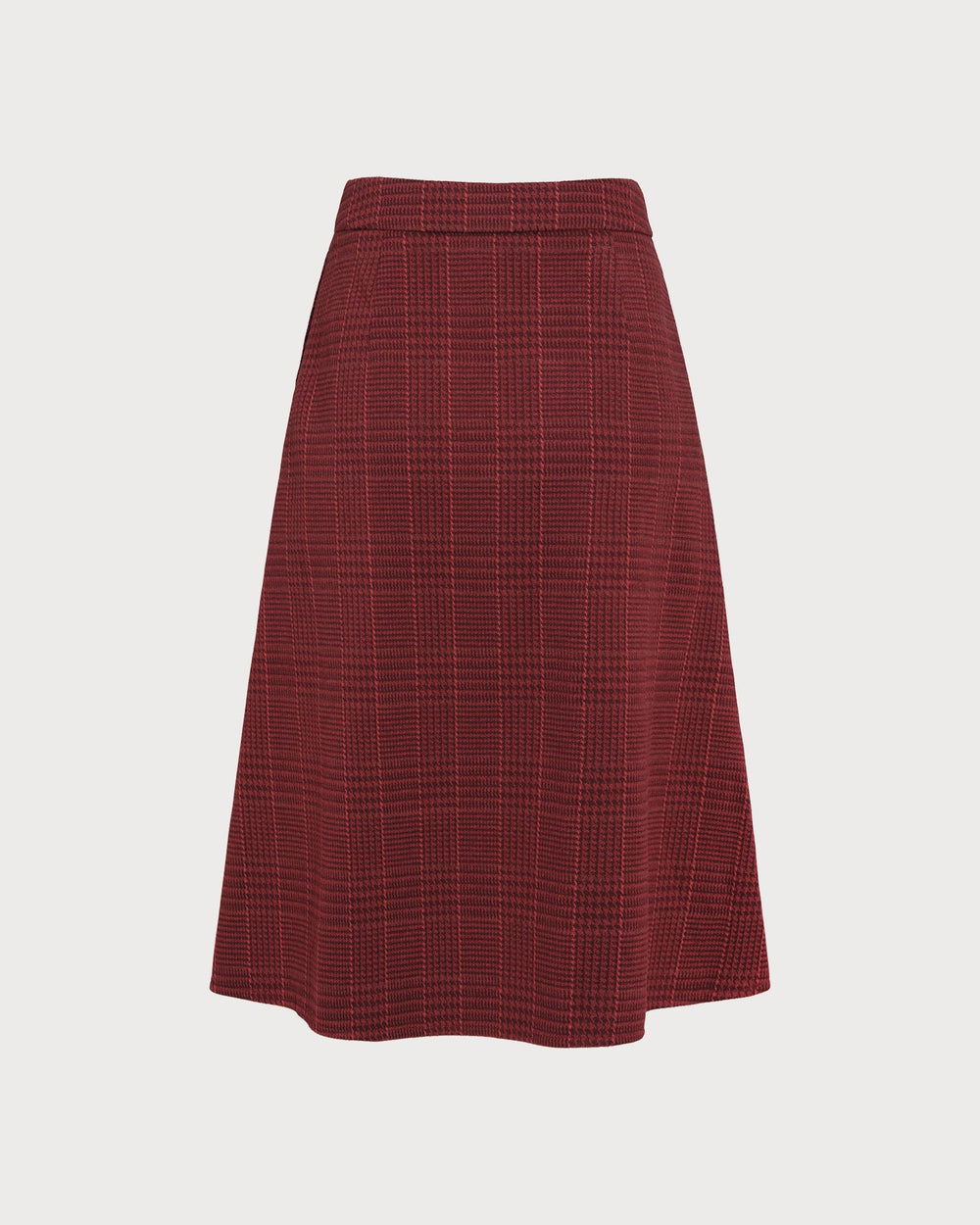 Red Plaid A-Line Midi Skirt | Rihoas