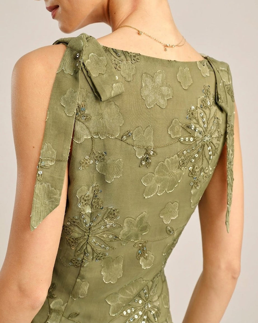 Green Square Neck Jacquard Tank Top | Rihoas