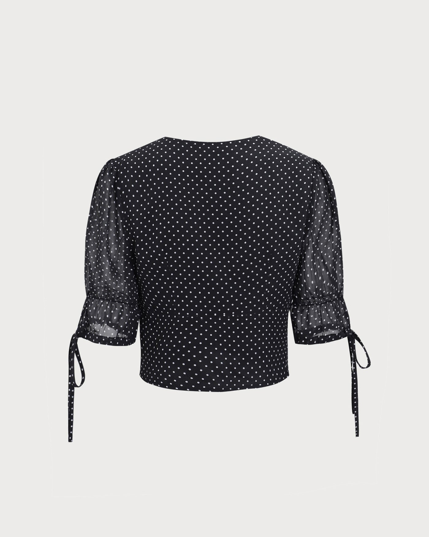 Black V-Neck Polka Dot Blouse | Rihoas