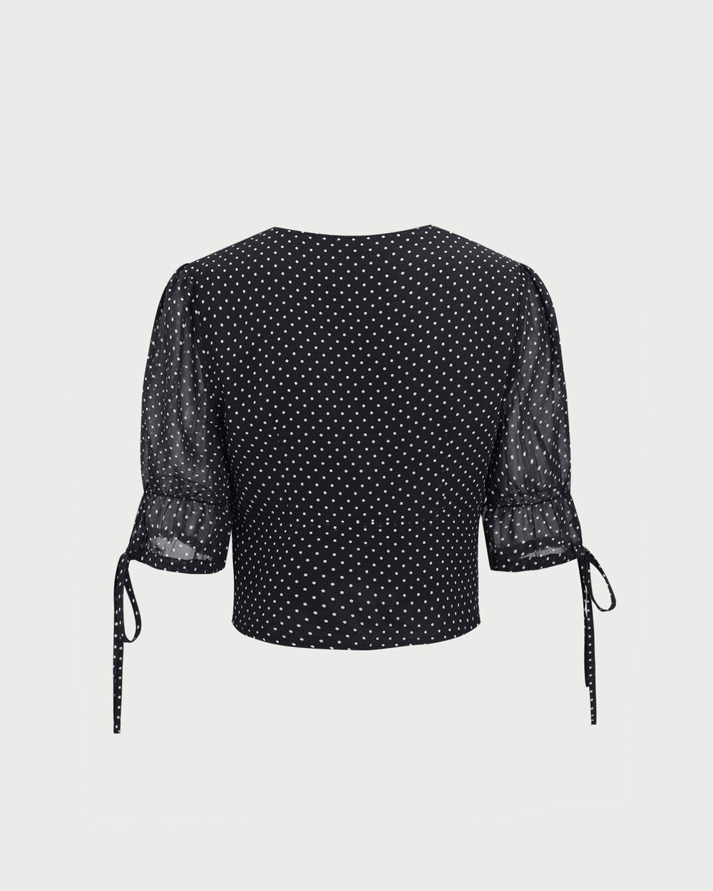 Black V-Neck Polka Dot Blouse | Rihoas