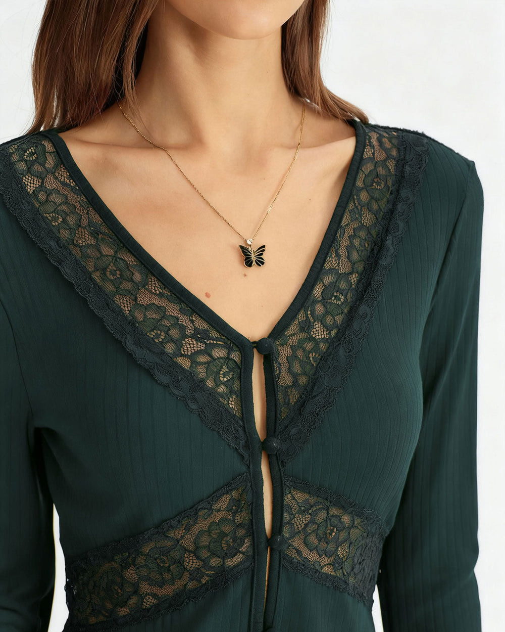 Green See Through Slim Knit Tee | Rihoas
