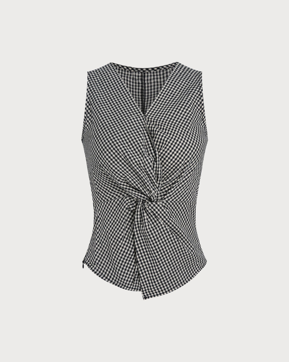 Black V Neck Plaid Tank Top | Rihoas