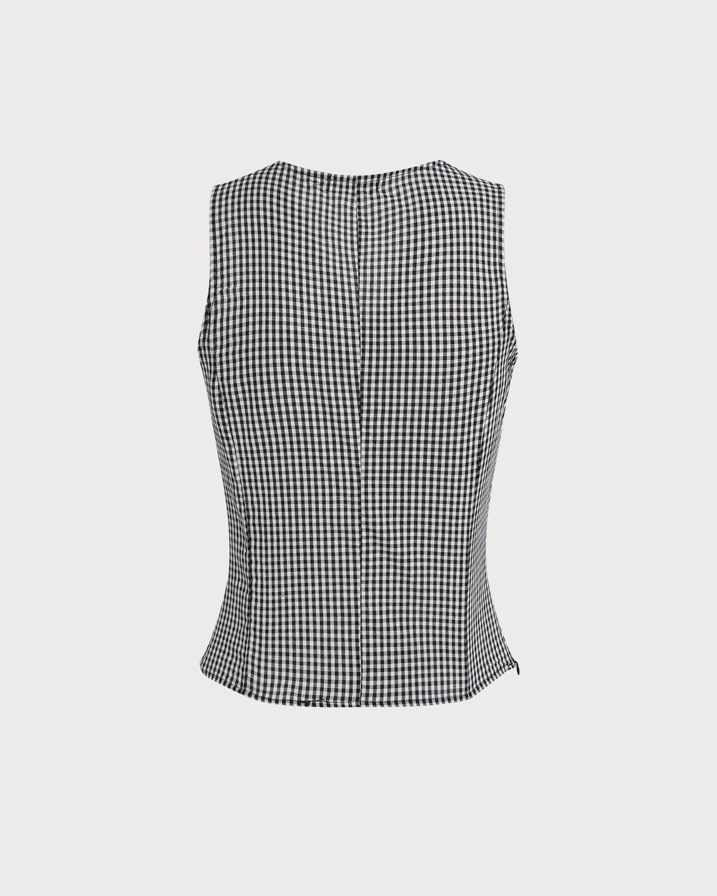 Black V Neck Plaid Tank Top | Rihoas