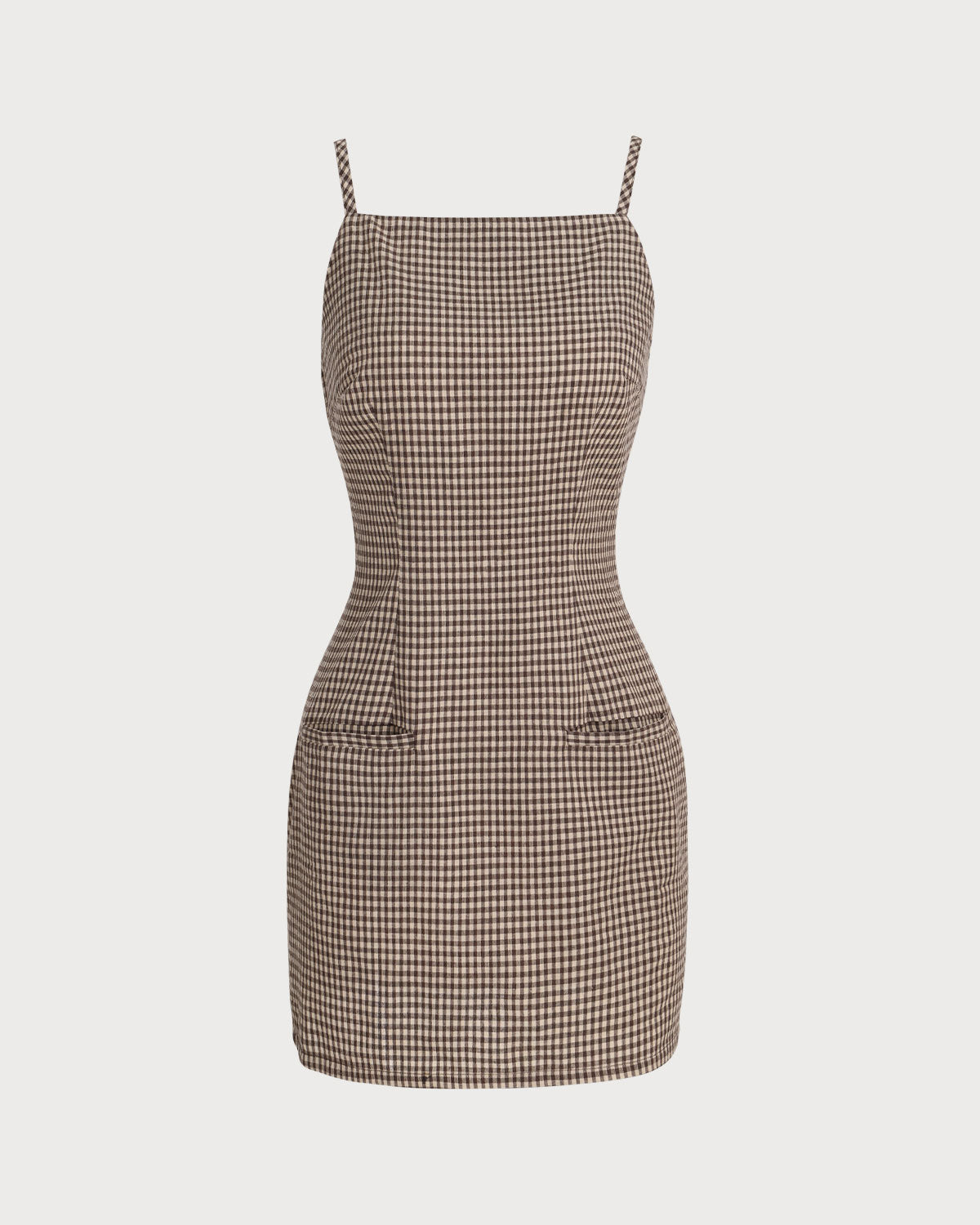 Brown Gingham Slip Mini Dress | Rihoas