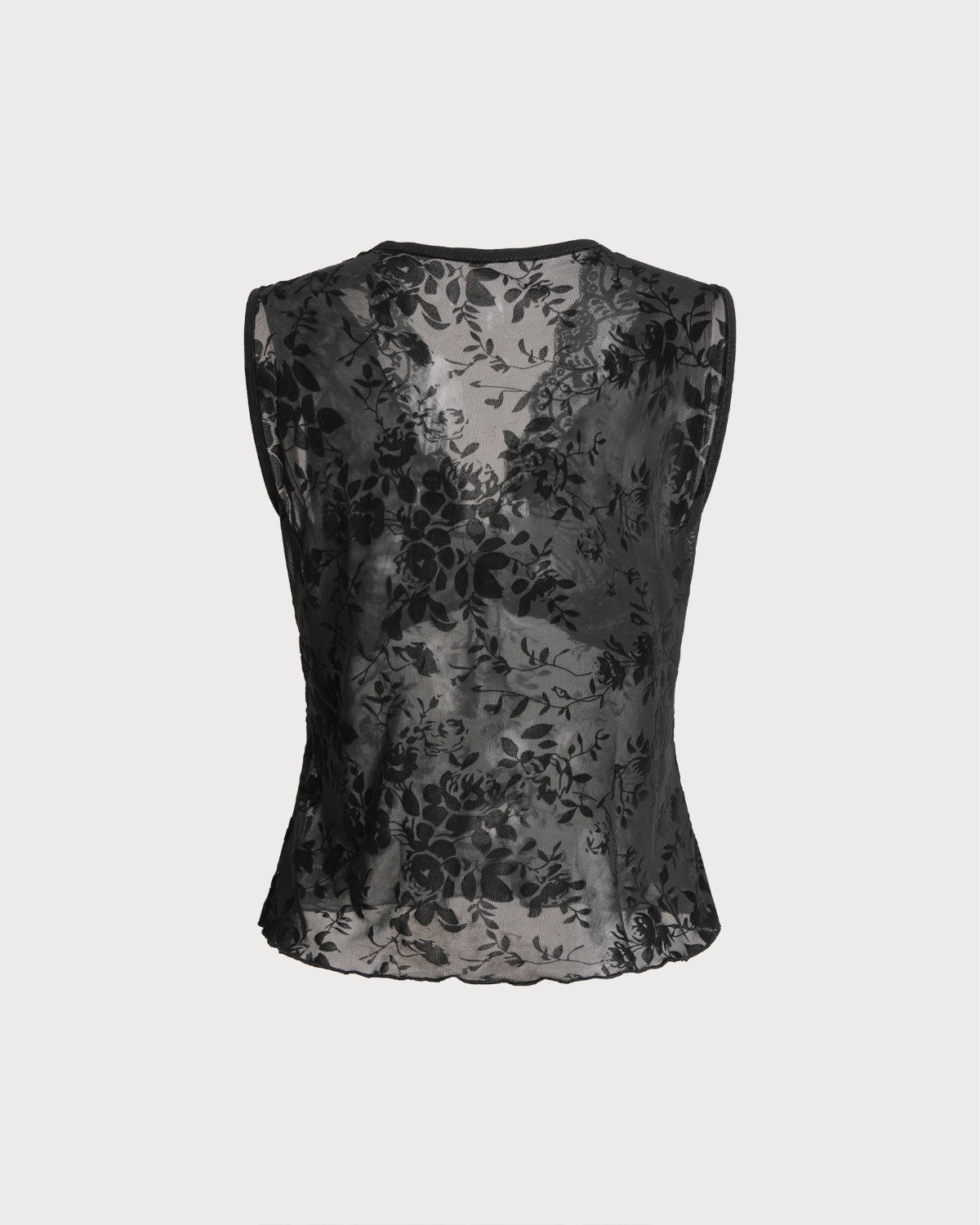 Black Lace V Neck Tank Top | Rihoas