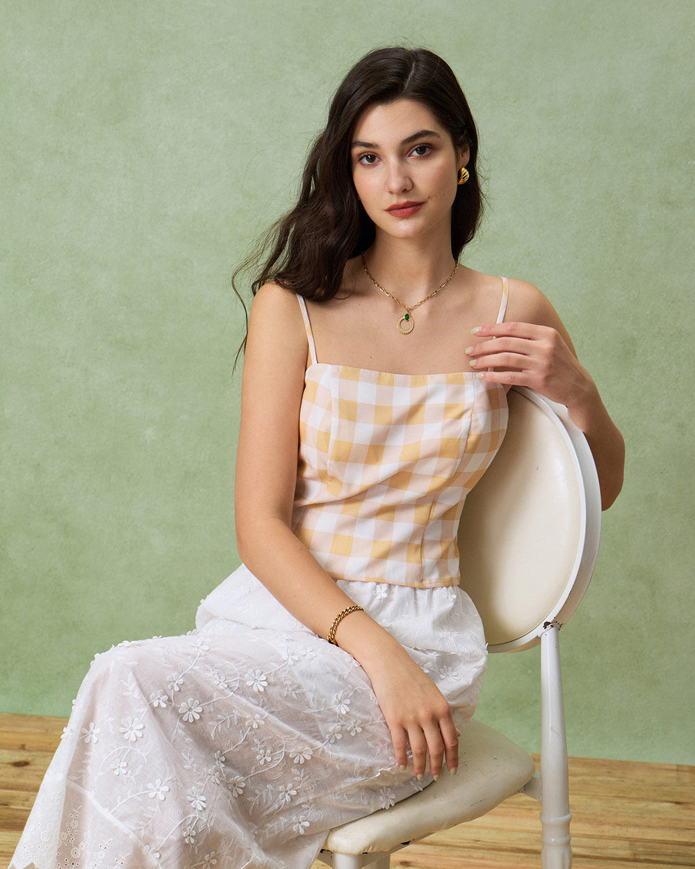 Yellow Plaid Cami Top | Rihoas
