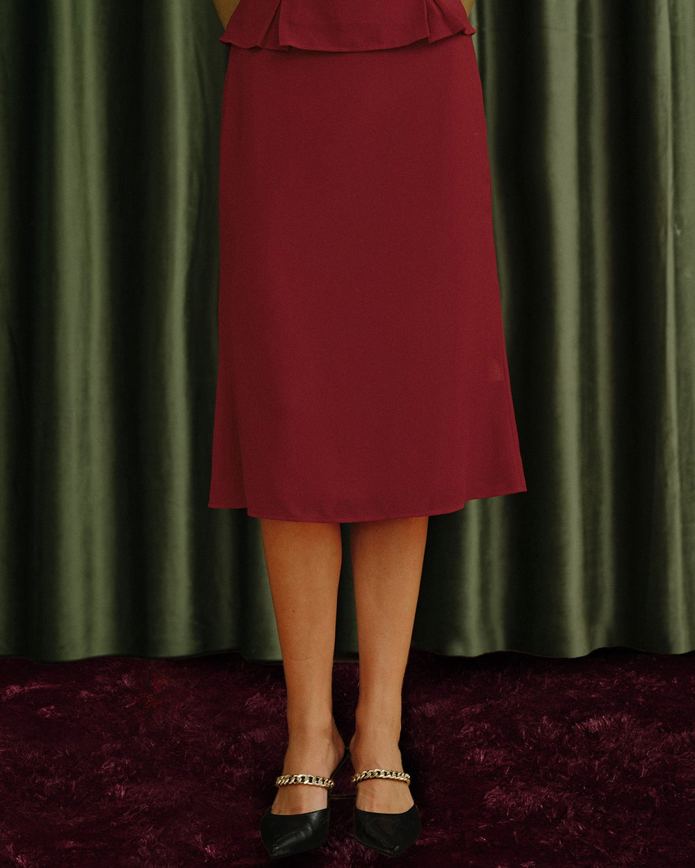 Red Mermaid Chiffon Skirt | Rihoas