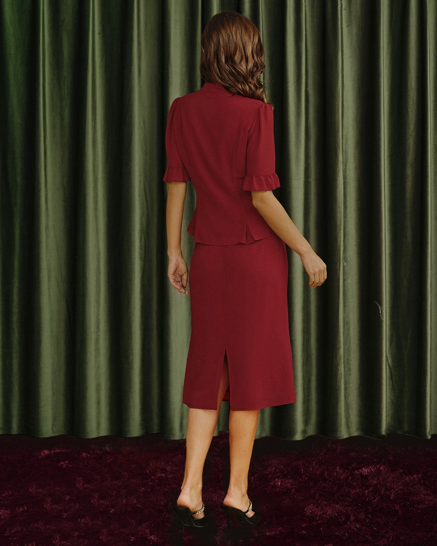 Red Mermaid Chiffon Skirt | Rihoas