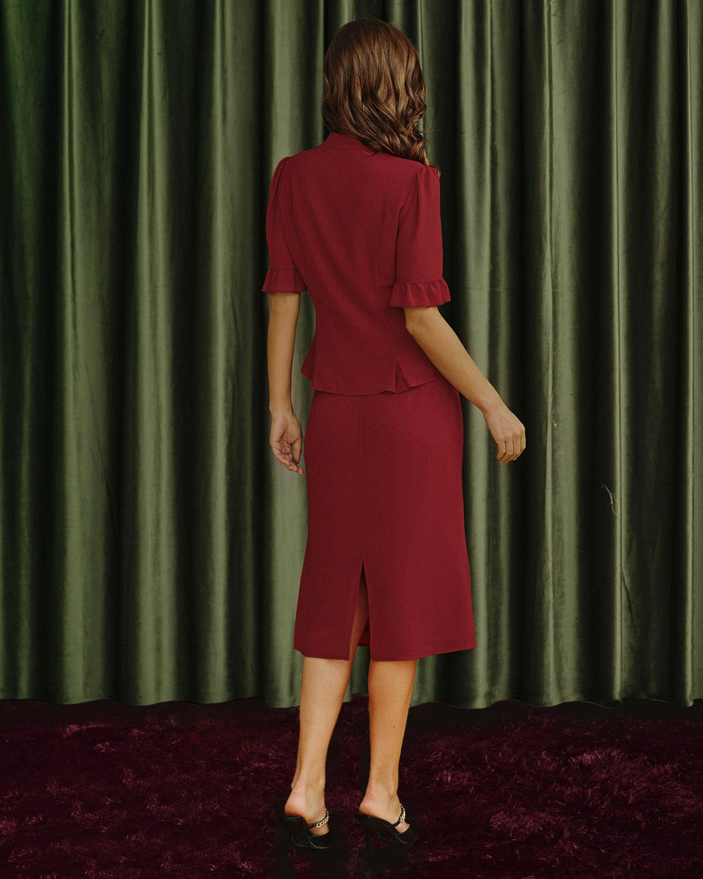 Red Mermaid Chiffon Skirt | Rihoas