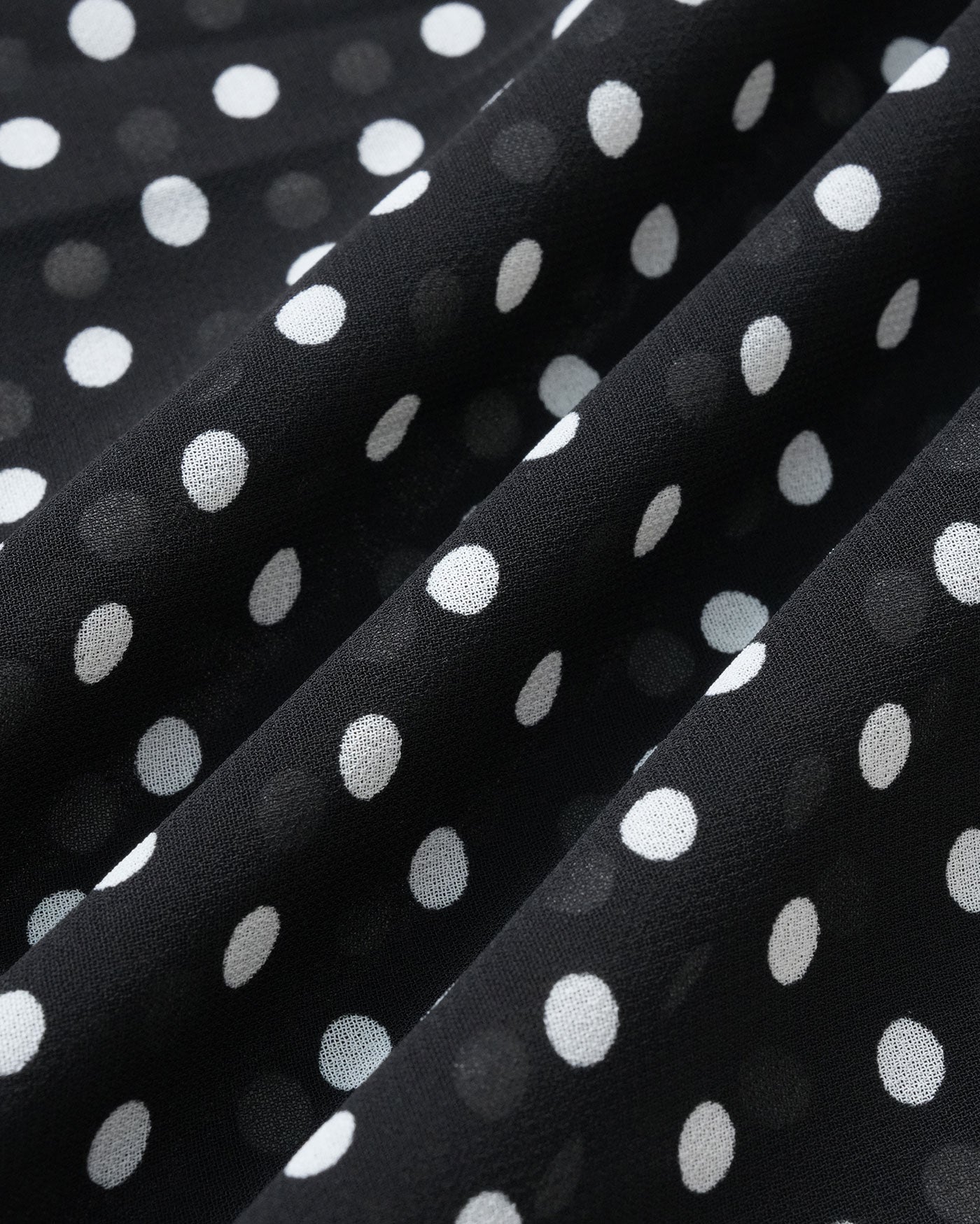 Black Polka Dot Chiffon Midi Dress | Rihoas