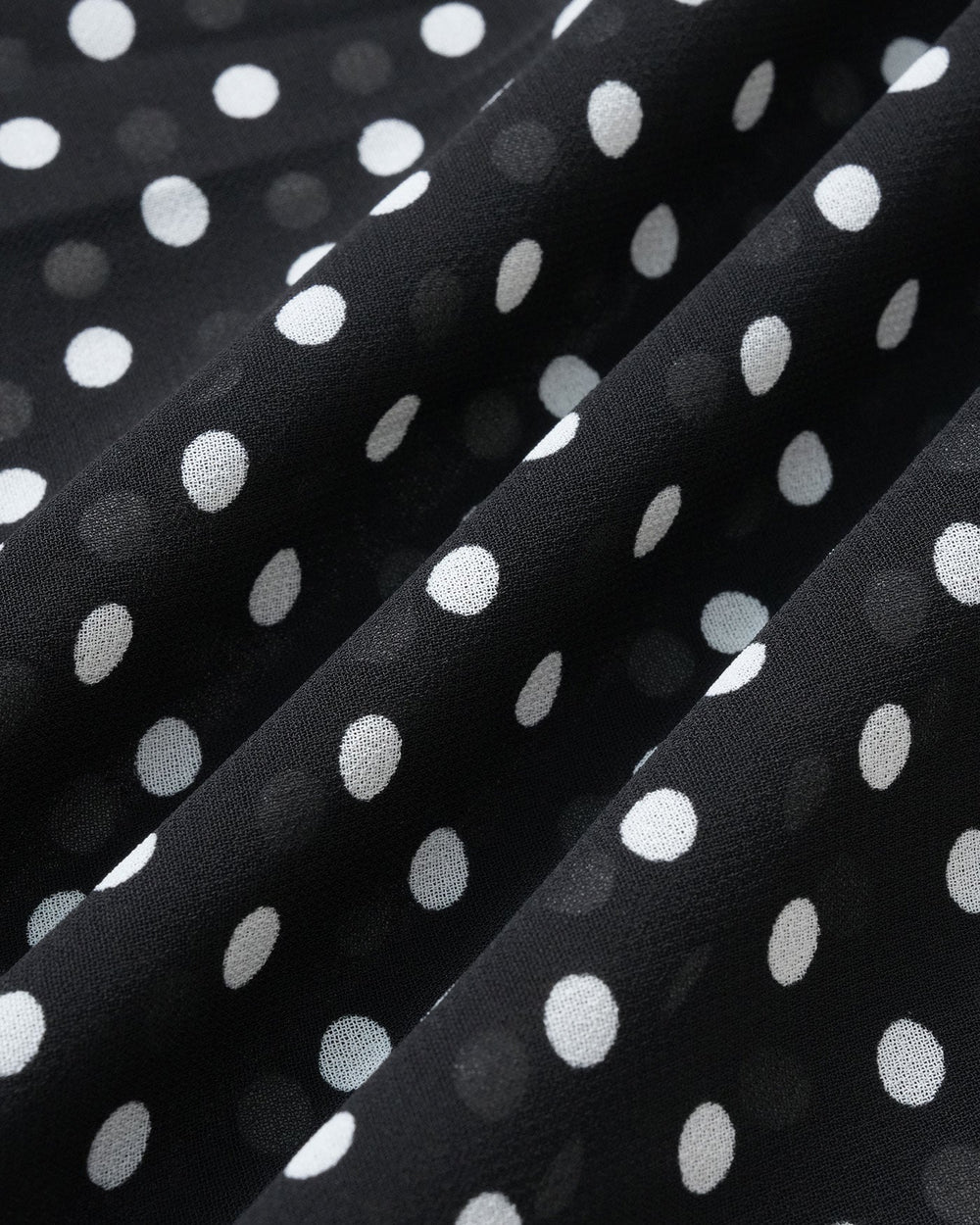Black Polka Dot Chiffon Midi Dress | Rihoas