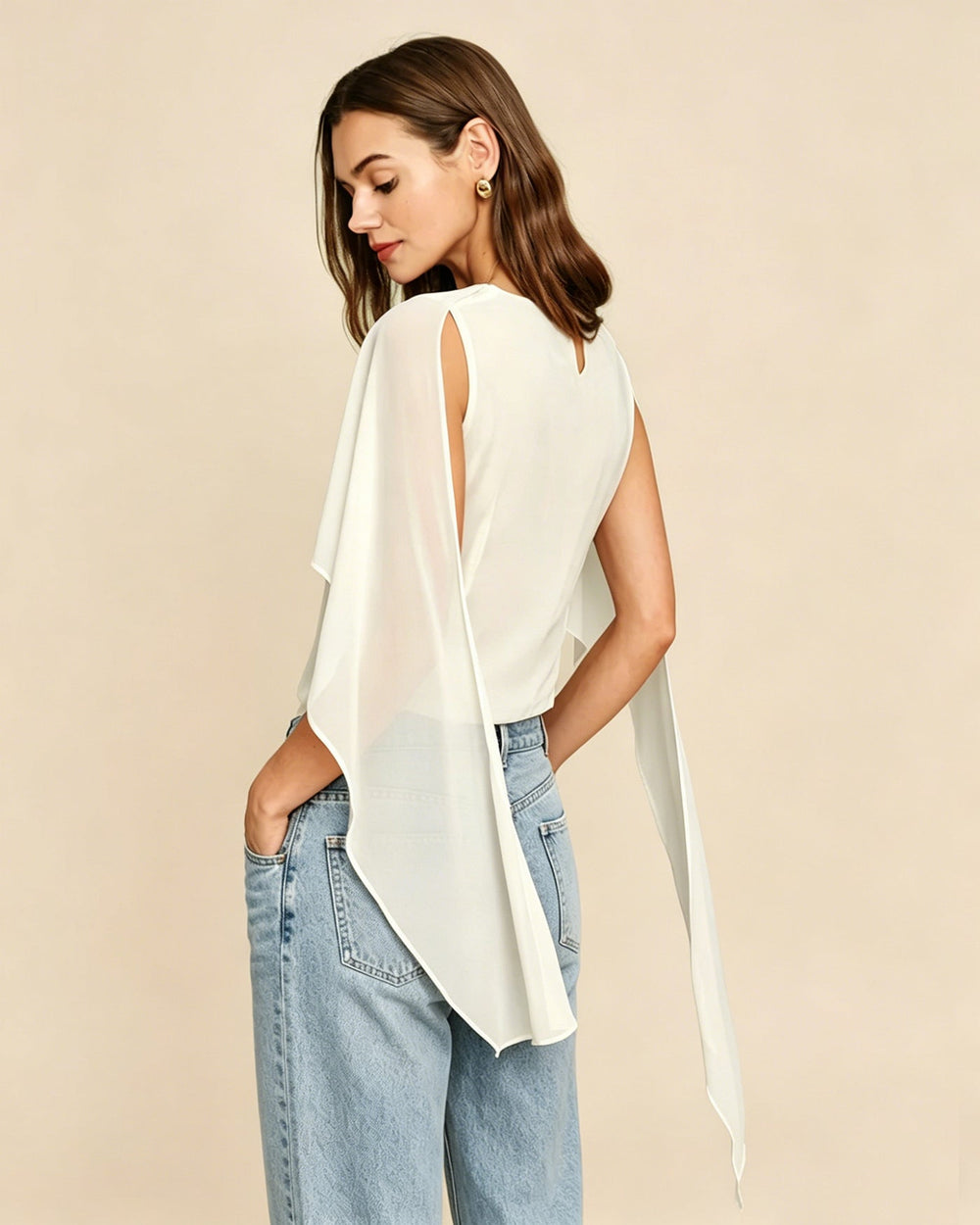 Apricot Round Neck Ruched Tee | Rihoas