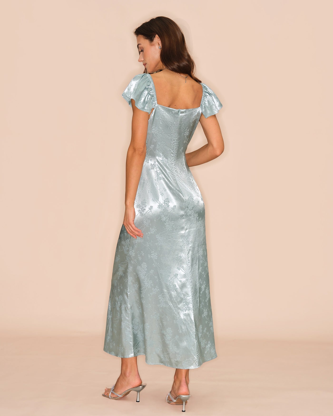 Green Sweetheart Neck Floral Maxi Dress | Rihoas