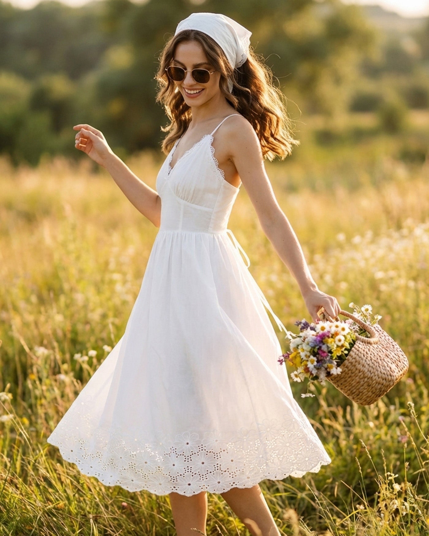 White Lace X Cross Slip Midi Dress | Rihoas