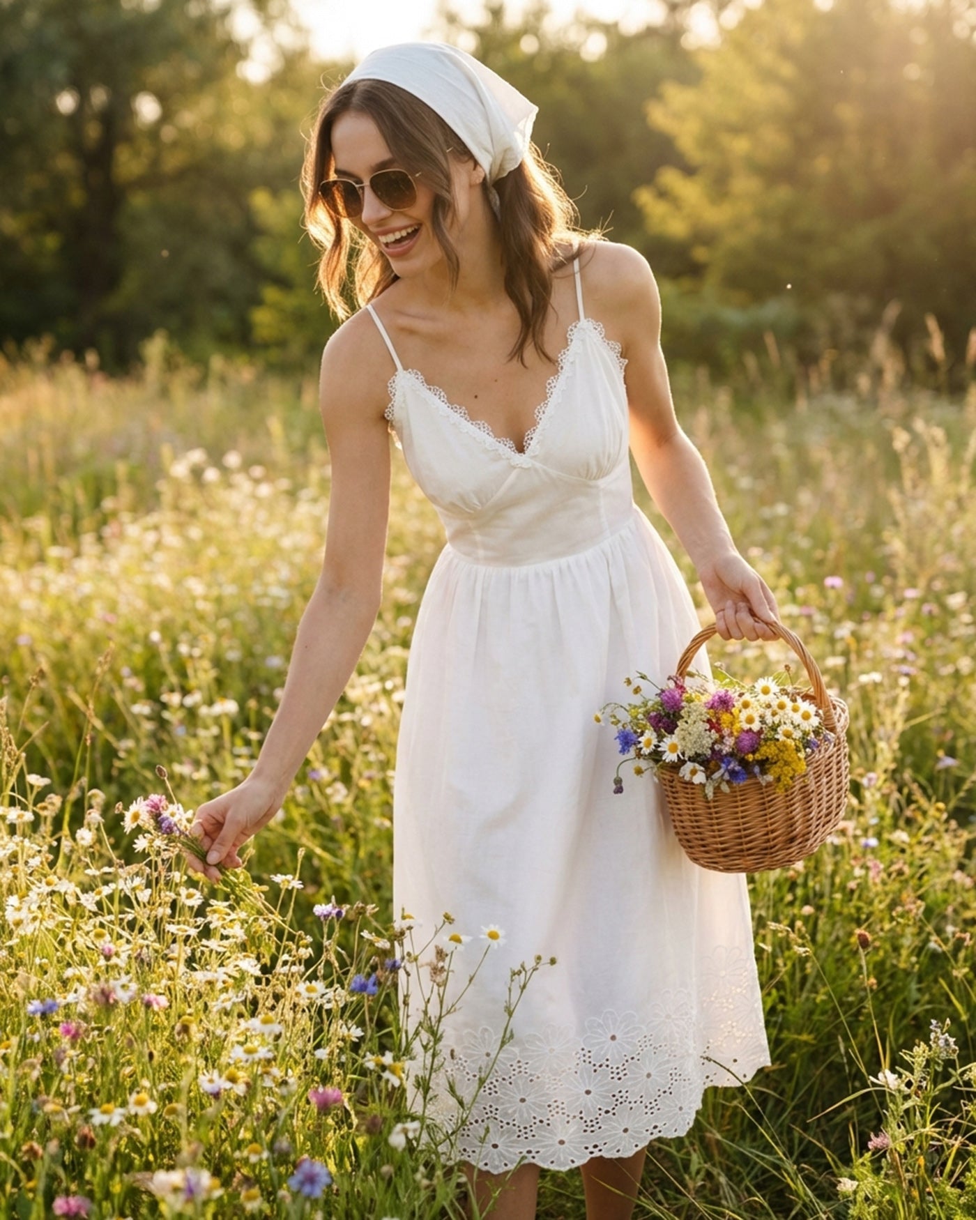 White Lace X Cross Slip Midi Dress | Rihoas