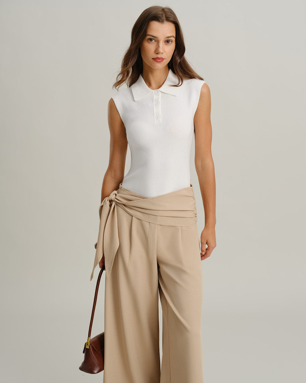 White Cap Sleeve Ribbed Knit Tee | Rihoas