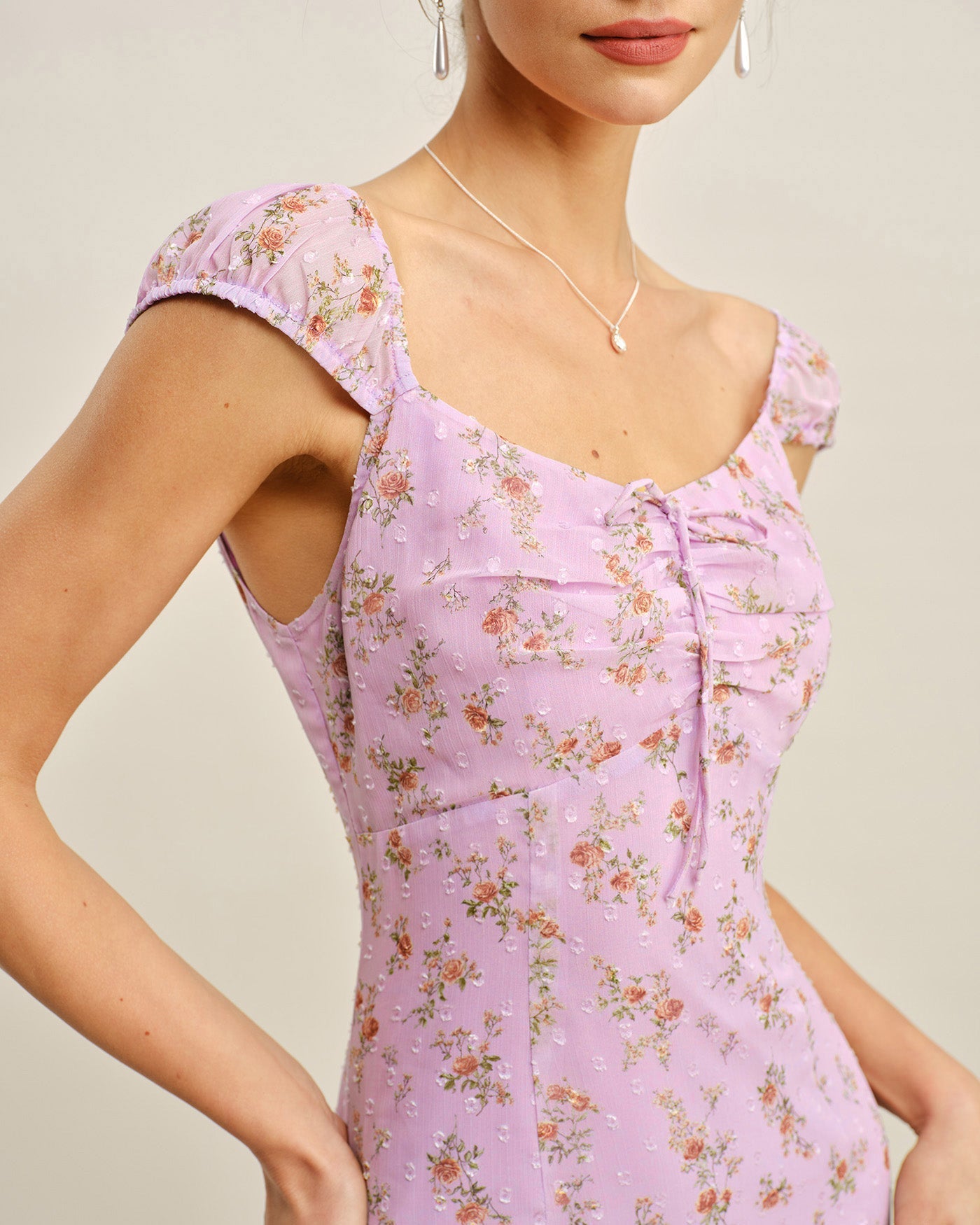 Purple Sweetheart Neck Jacquard Mini Dress | Rihoas