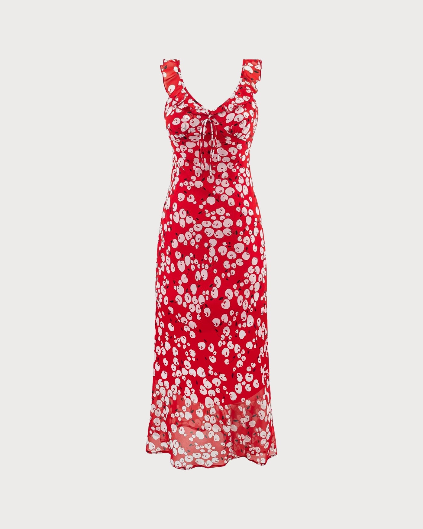 Red Floral Sleeveless Maxi Dress | Rihoas