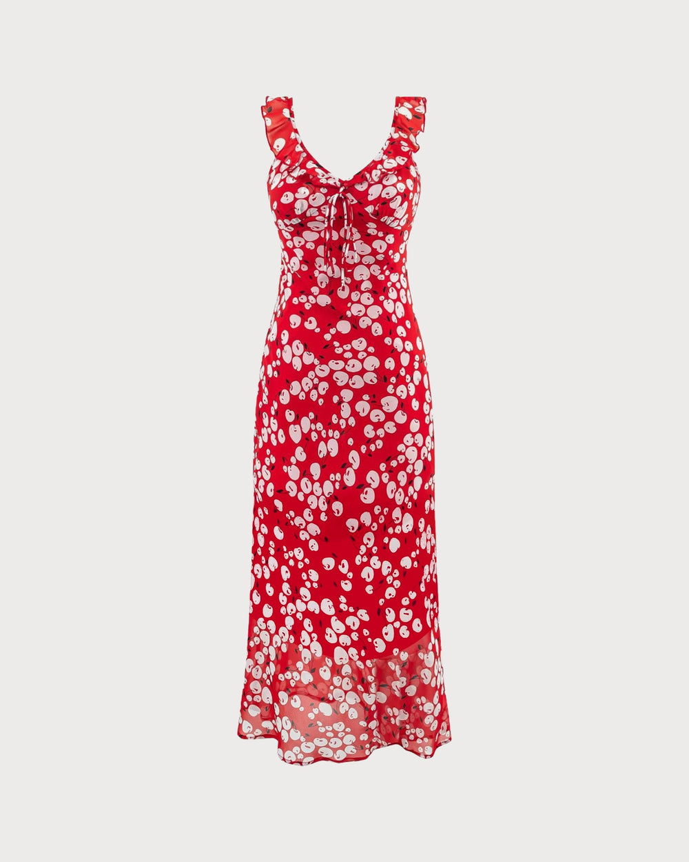 Red Floral Sleeveless Maxi Dress | Rihoas