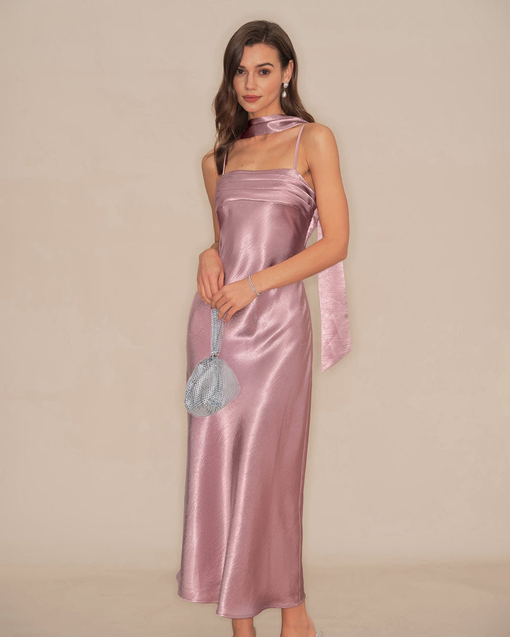 Pink Slip Mermaid Satin Maxi Dress | Rihoas
