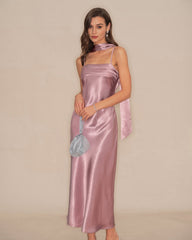 Pink Slip Mermaid Satin Maxi Dress | Rihoas